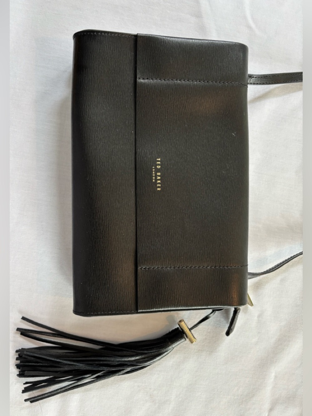 Ted Baker Black Leather Tassel Crossbody Bag